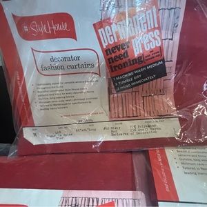 Vintage DEAD STOCK Sheer & textured, deep red Curtains - spice red, 24” x 44”